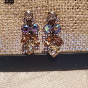 Brown Petite Crystal Lotus Flower Earring